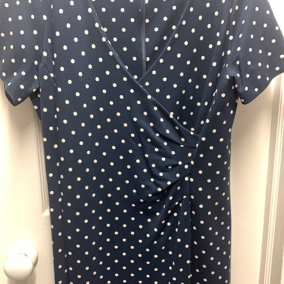 Lands End Faux Wrap Polka Dot Dress - Picture 2 of 2